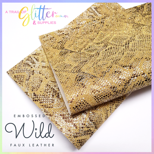 Embossed Wild Faux Leather - Gold