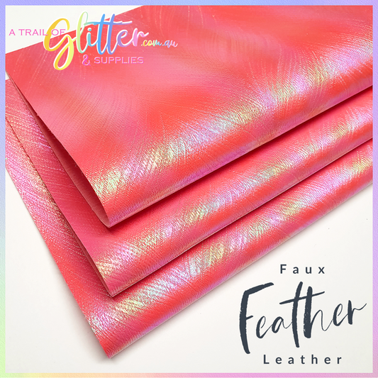 Embossed Feather Texture Faux Leather - Fuschia Pink