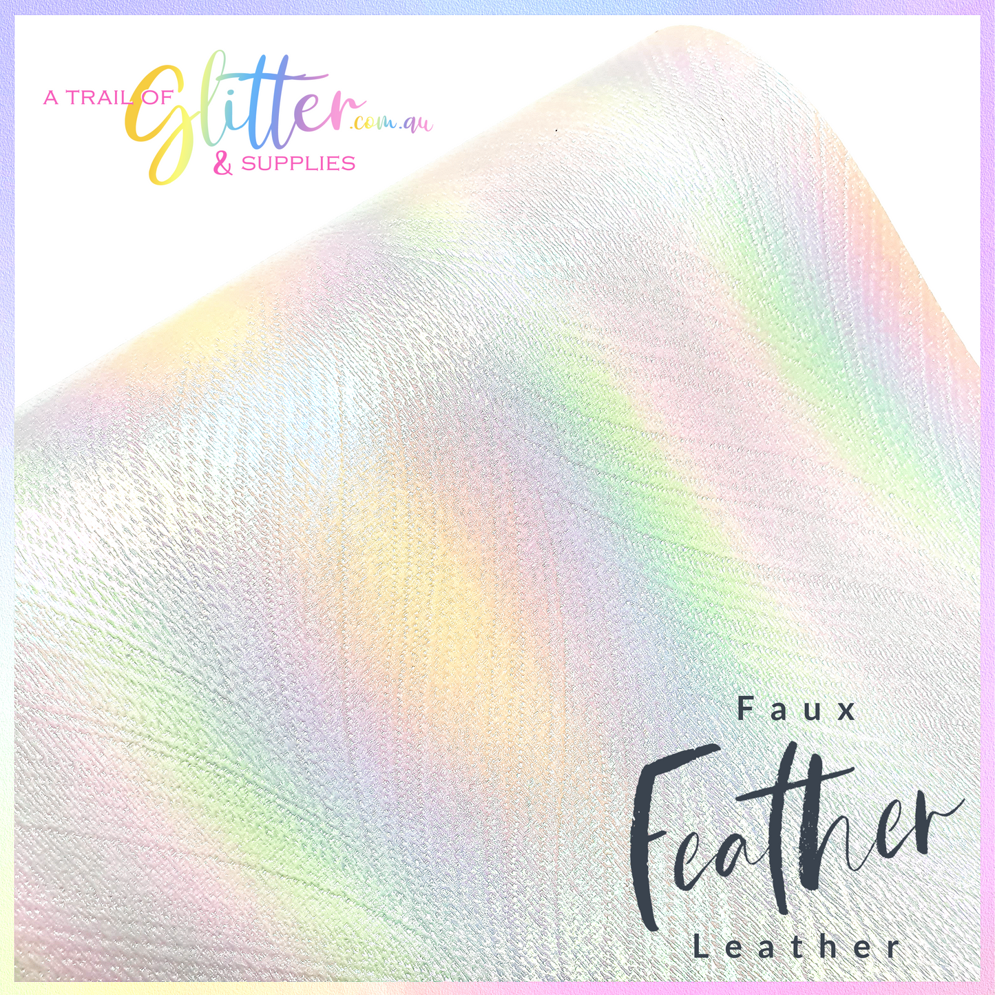 Embossed Feather Texture Faux Leather - Shimmery White