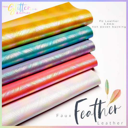 Embossed Feather Texture Faux Leather All colours and fabric bundle listed inside