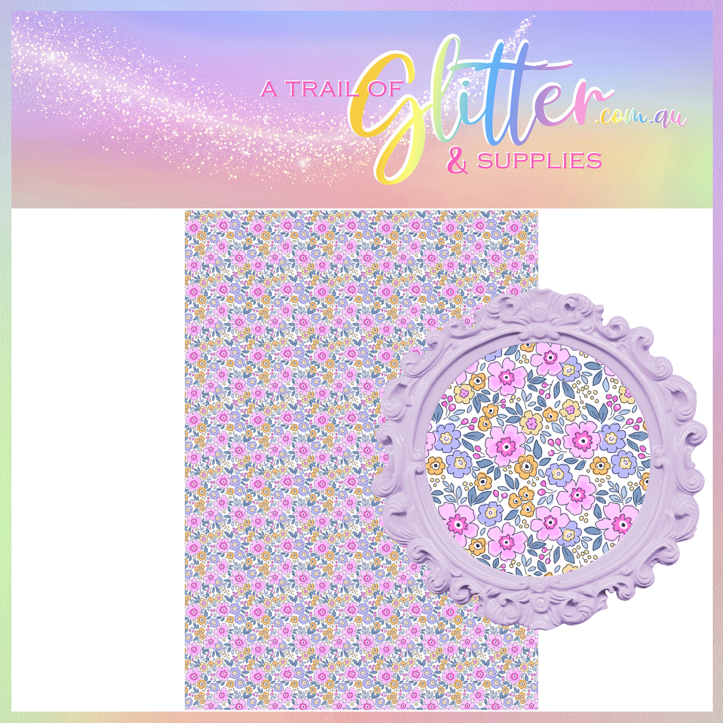 Country Flowers Purple Litchi Leather