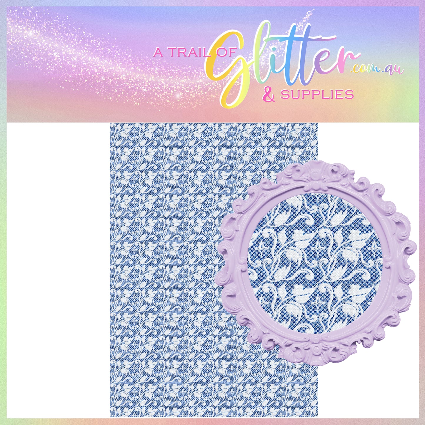 Denim Lace litchi leather- A4 sheet or Roll