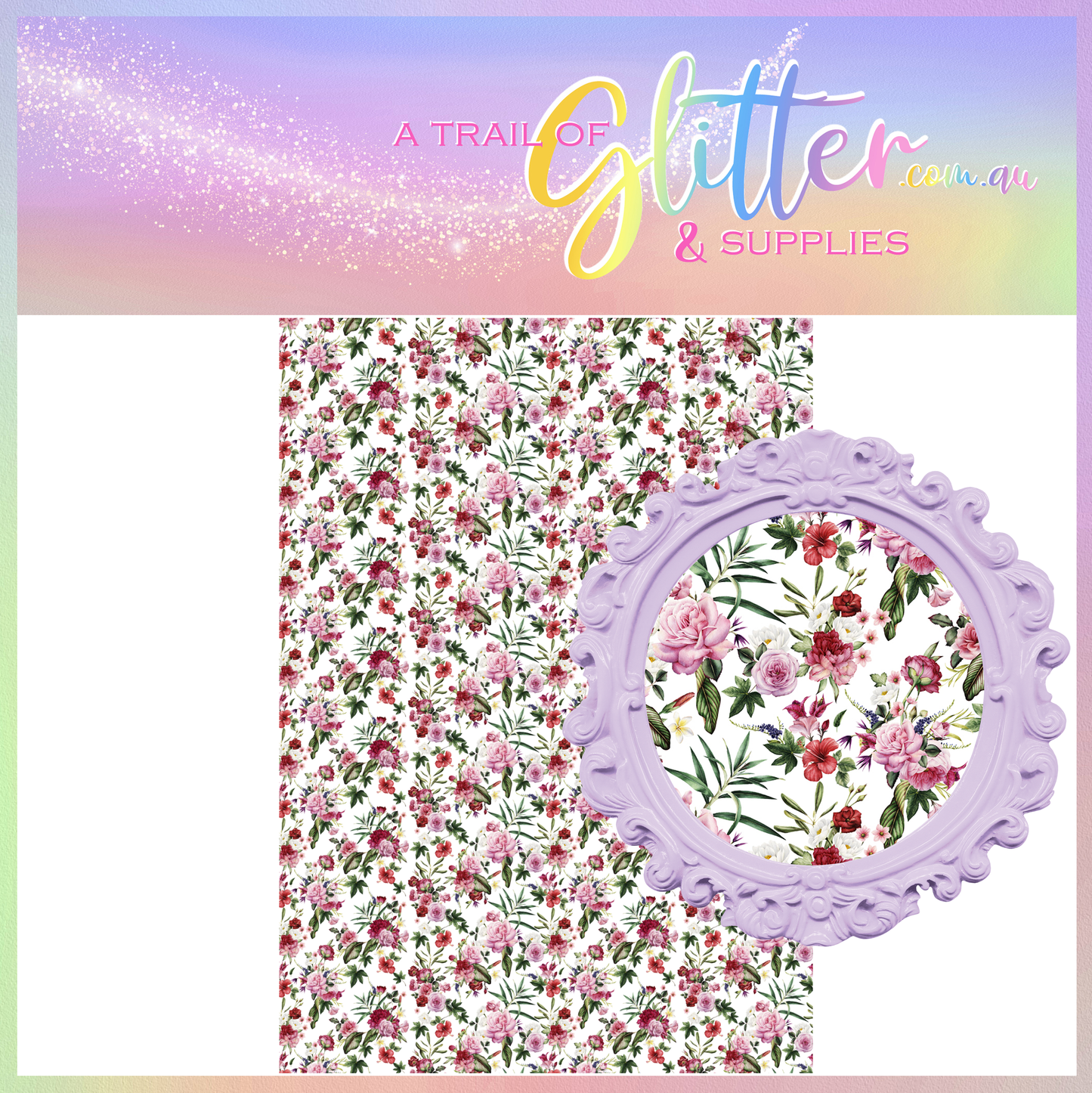 Flowers in the Tropics (White) Litchi Leather