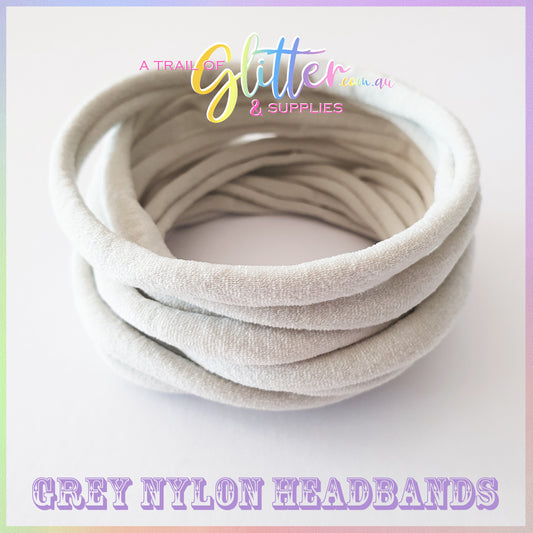 Grey Nylon Headband 10 or 20 SUPER SOFT THIN headband ONE SIZE FITS ALL