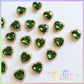 Heart Shape Rhinestones with gold claw setting - Grass Green