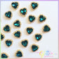 Heart Shape Rhinestones with gold claw setting -Peacock Blue