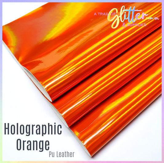 Holographic Orange PU Leather