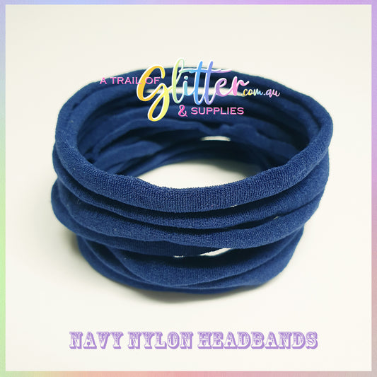 Navy Nylon Headband 10 or 20 SUPER SOFT THIN headband ONE SIZE FITS ALL