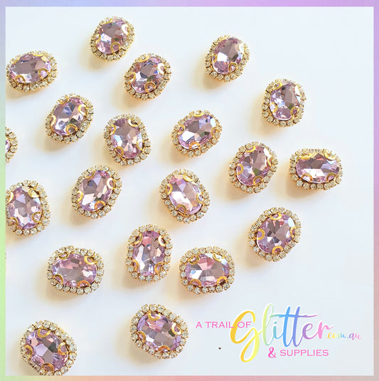 Oval Shape Rhinestones with gold claw setting - Violet