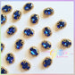 Oval Shape Rhinestones with gold claw setting - Royal Blue