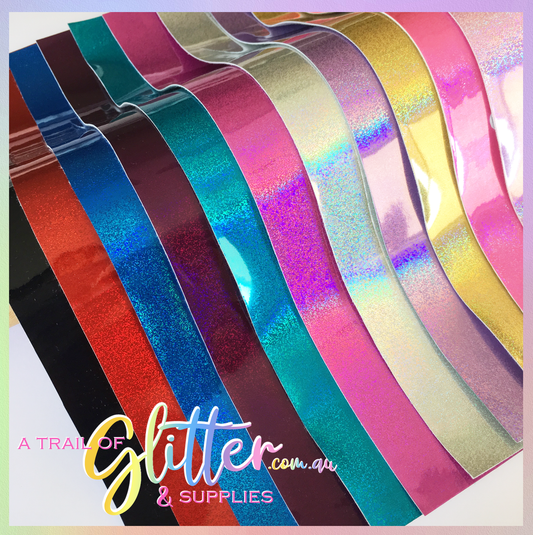 Shimmering pu coloured glitter leather -Dark Royal Blue