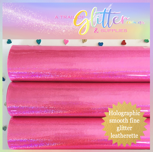 Shimmering pu coloured glitter leather - Pixel Bright Pink