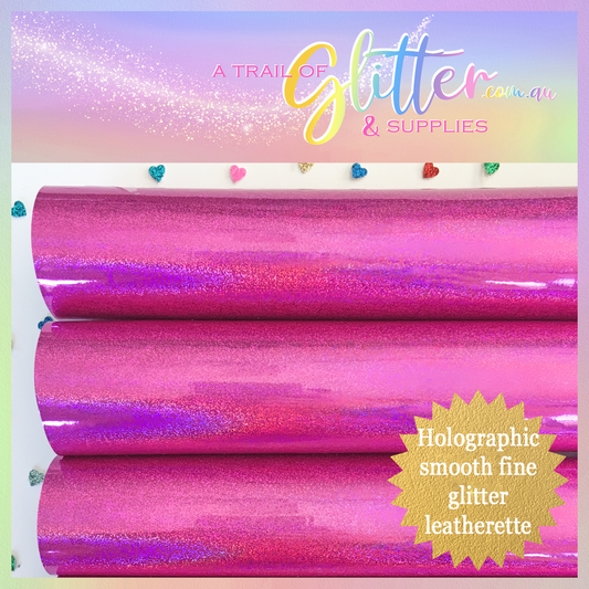 Shimmering pu coloured glitter leather - Pixel Hot Pink