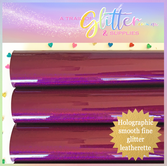 Shimmering pu coloured glitter leather - Pixel Plum