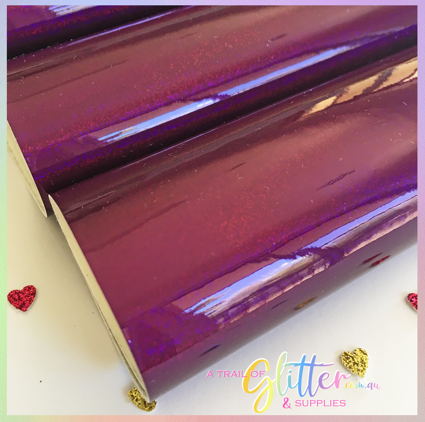 Shimmering pu coloured glitter leather - Pixel Plum