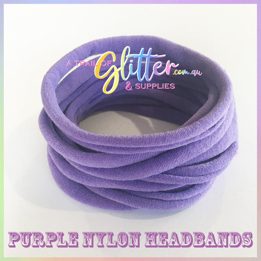 Purple Nylon Headband 10 or 20 SUPER SOFT THIN headband ONE SIZE FITS ALL