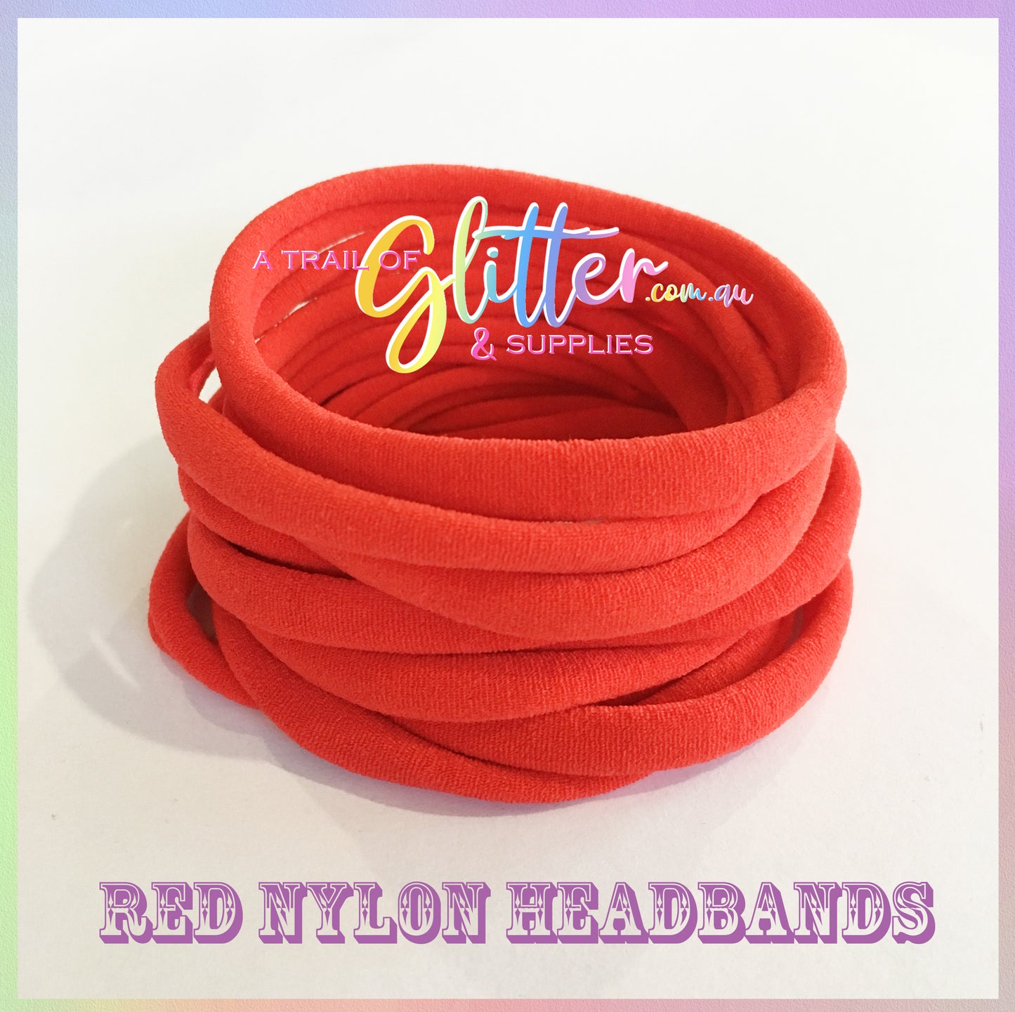 Red Nylon Headband 10 or 20 SUPER SOFT THIN headband ONE SIZE FITS ALL