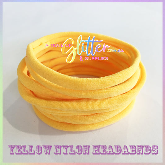 Yellow Nylon Headband 10 or 20 SUPER SOFT THIN headband ONE SIZE FITS ALL